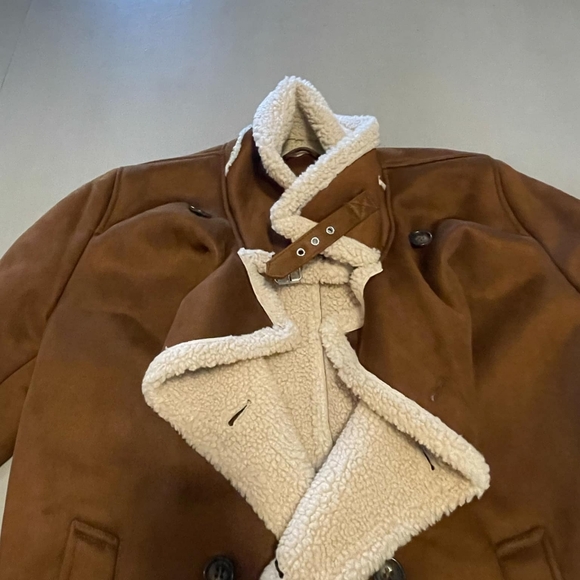 Nwt guess mens faux fur lined camel colored long jacket size large - Picture 4 of 11